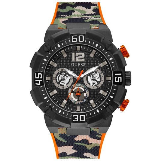 Guess Active Life, Herreklokke i sort med orange detaljer Guess Active Life, Herreklokke i sort med orange detaljer