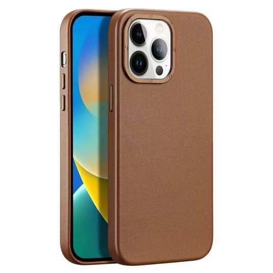 Dux Ducis iPhone 14 Pro Max DUX DUCIS Grit Elegant Kunstskinn Bakdeksel - MagSafe-kompatibel - Brun