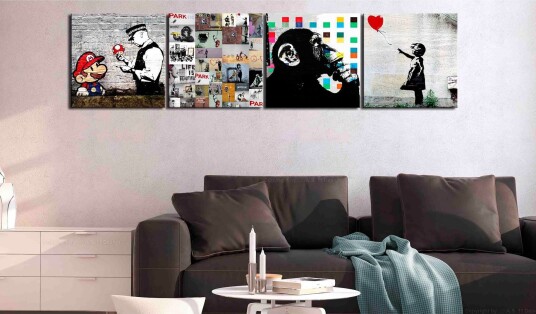 Tavle Banksy Collage 4 Parts 40X40 Artgeist sp. z o. o.