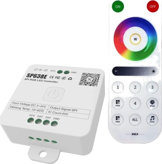RGBIC kontroller med fjernkontroll   Bluetooth RF trådløs slank fjernkontroll for IP65 og IP68 RGBIC