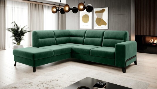 Anglika Sofa m. Sjeselong 4 seters   Grønn
