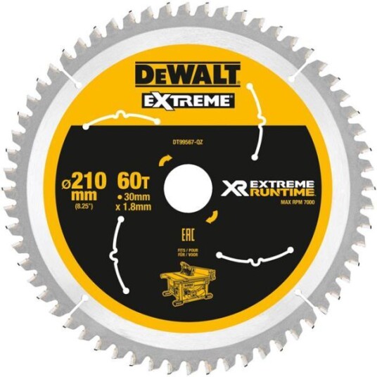 Dewalt 210mm Sagblad 60 Tenner for Treverk - DT99567 Dewalt 210mm Sagblad 60 Tenner for Treverk - DT99567