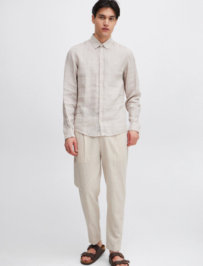 Casual Friday Cfanton Bd Ls Linen Shirt - Beige - S