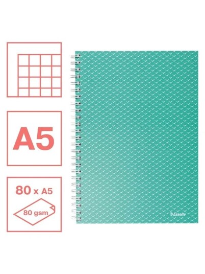 Esselte Colour"Breeze A5 Notebook squared wirebound Green