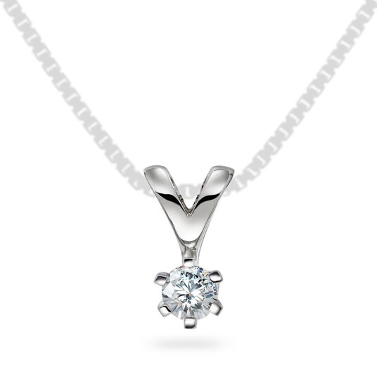 Olivia by Gullfunn, Anheng i 585 hvitt gull med diamant 0,20 ct