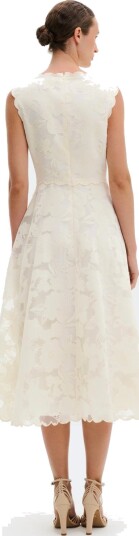 Malina Elin Round Neck Lace Midi Dress   Cream   34