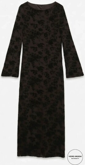 Vero Moda Maternity Vmmflora Ls Boatneck Ankle Dress Jrs CHOCOLATE TORTE XXL
