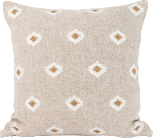 Lama Gargano putetrekk 50x50 Beige med broderte gule firkanter Lama Gargano putetrekk 50x50 Beige med broderte gule firkanter