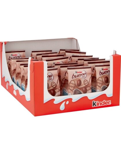 21 stk Kinder Bueno Eggs Melkesjokoladeegg med Kremete Hasselnøttfyll 1680 g Hel Eske