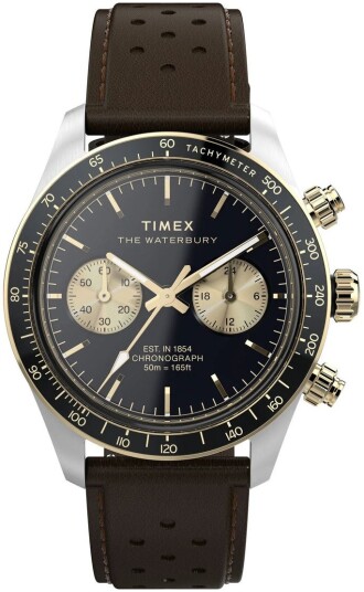 Timex Herreklokke TW2Y24100 The Waterbury Sort/Lær Ø39 mm