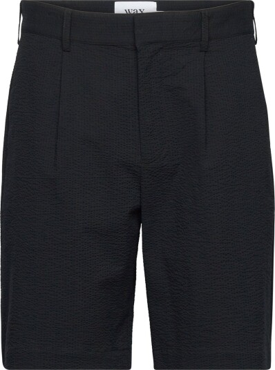 Wax London Linton Pleat Short Seersucker Black Black 28