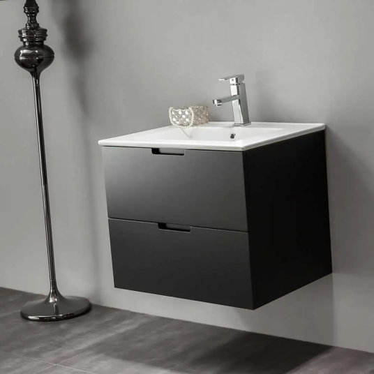 Bathlife Glädje Servantskap 60x50x46 cm med servant Sort Matt Bathlife Glädje Servantskap 60x50x46 cm med servant Sort Matt