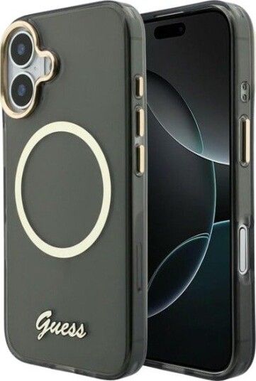 GUESS IML Script Metal MagSafe Case for iPhone 17 - Black