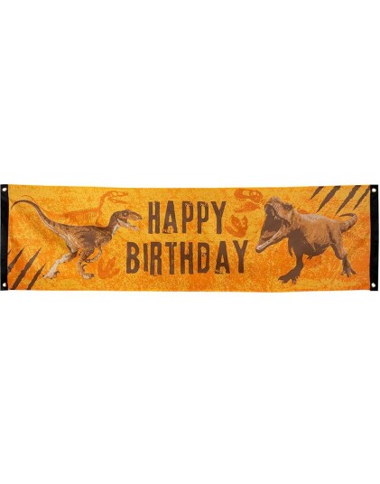Stort "Happy Birthday" Dinosaur Posterflagg Banner 50x180 cm Dino Party