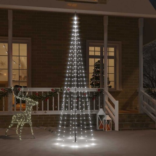 vidaXL Juletre på flaggstang 310 LED kaldhvit 300 cm