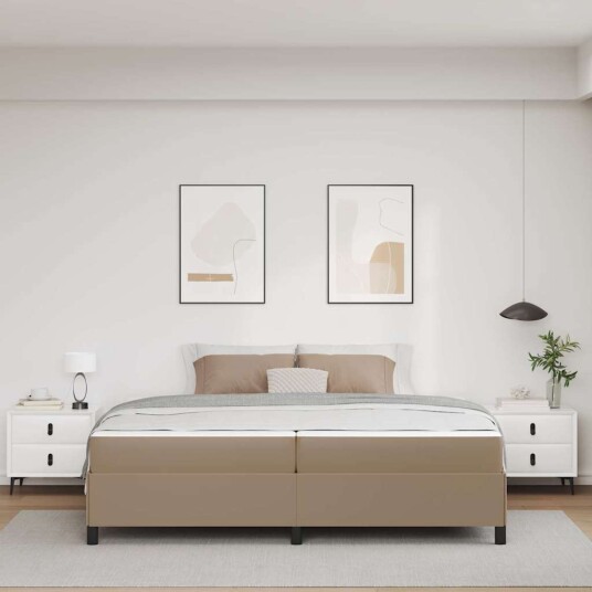 Sengeramme med madrass Cappuccino 200 x 200 cm Kunstlær