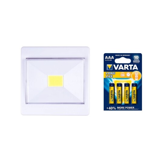 Universallampe AGGE Snaplit 200 lm 1 stk + 4 stk VARTA batterier Universallampe AGGE Snaplit 200 lm 1 stk + 4 stk VARTA batterier