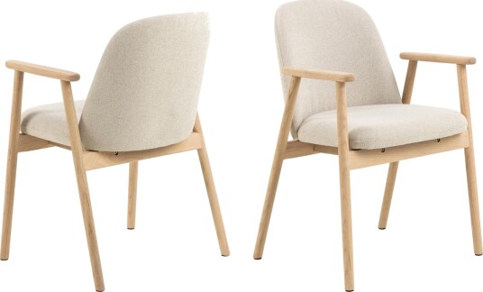 Reciclar Spisestol i bouclé med armlener i eik - Beige