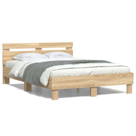  Sengeramme med hodegavl og LED sonoma eik 120x190 cm 8721012247932
