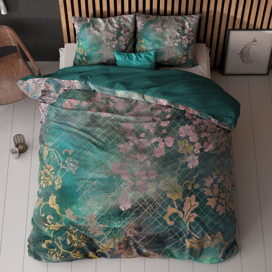 Sengesett Raddison Flower Green 140x200/220 / Micropercal
