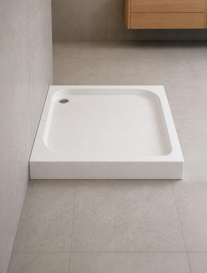 DOMIO Dusjkar | Kvadratisk Høy Utgave Hvit White Matt 80x80x16