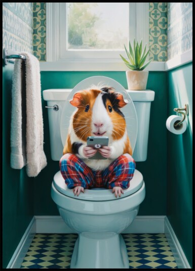 Guinea Pig Toilet Time Plakat / 21x30