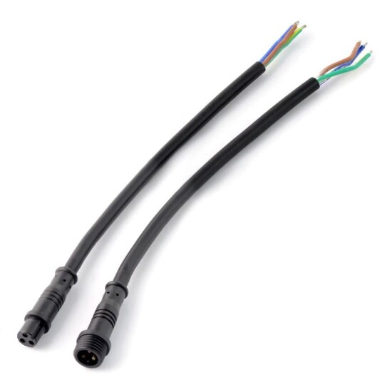 Hermetisk 3 pins kontakt med kabel 40 cm tett kobling utendørs