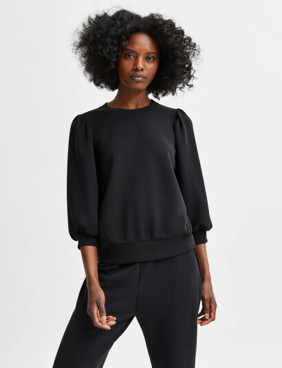 Selected Slftenny 3/4 Sweat Top Noos - Black - XXL Selected Slftenny 3/4 Sweat Top Noos - Black - XXL