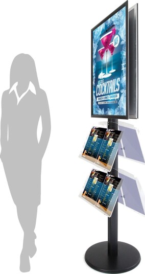 Twin Prostand – Dobbeltsidet Infostand Med Brochureholder – B2 – 50X70 Cm Sort
