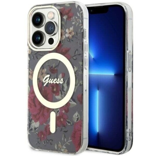 Guess Iphone 14 Pro Deksel Flower Magsafe Kaki