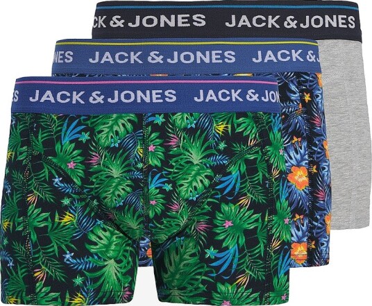 Jack & Jones Plus Boksershorts jacCody Floral Trunks 3 pakning Blå Jack & Jones Plus Boksershorts jacCody Floral Trunks 3 pakning Blå