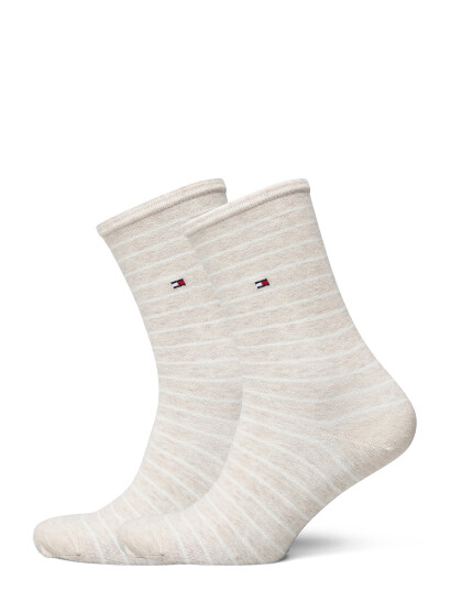 Tommy Hilfiger Th Women Sock 2P Small Stripe - Beige - 35-38 Tommy Hilfiger Th Women Sock 2P Small Stripe - Beige - 35-38