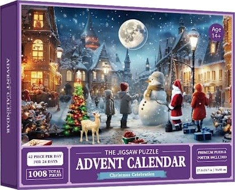 Puslespill Adventskalender 2025 1008 Biter Julekalender Puslespill Gavesett for Voksne og Barn