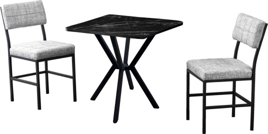 Stedum spisegruppe bord 70 cm + 2 stoler - Grå og Svart