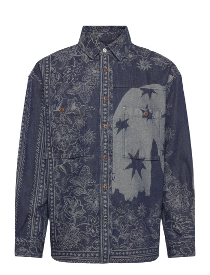 Scotch & Soda Denim Jacquard Overshirt   Navy   L
