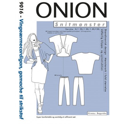 ONION Mønstermal Plus 9016 Vingeermet cardigan og gamasjer Str XL 5XL