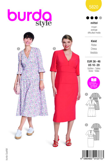 Burda 5820 - Kjole EUR: 36-46, US: 10-20