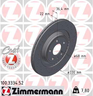 Bremseskive ZIMMERMANN 100.3334.52