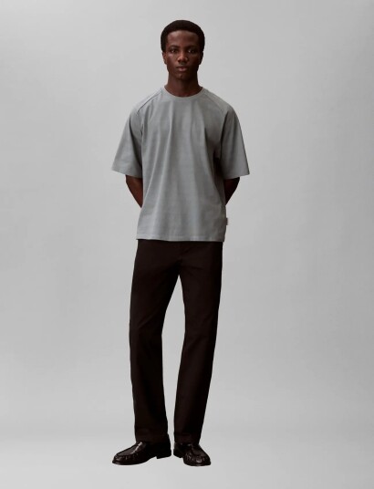Calvin Klein Ss Easy Bar Jacquard Crewnk Tee Grey XL