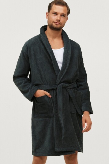 Ellos Collection Morgenkåpe Lewis Velour Grå