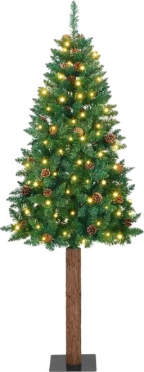  Slim juletre med 300 LED grønn 180 cm PVC og Massivt Furu tre