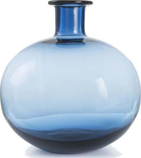 Vase glass rund m/smal hals blå H:21 Vase glass rund m/smal hals blå H:21