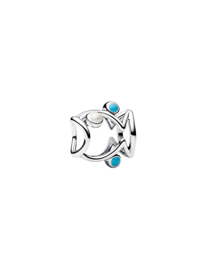 PANDORA Fish Sterling Silver Charm With Shimmering White And Turquoise Enamel Silver One Size