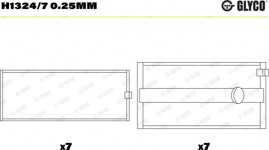 Veivaksellager GLYCO H1324/7 0.25mm