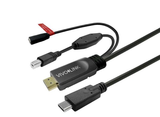 Vivolink 24 Pin USB-C til HDMI & USB Type B Kabel 5 m - Svart