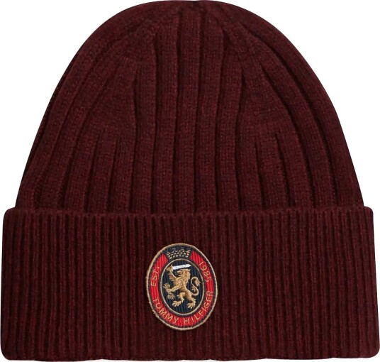 Tommy Hilfiger Th Crest Gifting Beanie RED WINE One Size