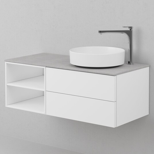 INR Iconic Nordic Rooms AIR Solid Servantskap med 2 Skuffer og Åpen Oppbevaring H:35xd:45cm Premium White / 100cm Høyre