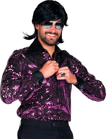 Disco Skjorte Herre Svart/Lilla Deluxe - XXX-Large