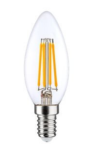 Leduro Filament Led-Filamentlyspære Form: C37 E14 6 W Klasse F 3000 K Leduro Filament Led-Filamentlyspære Form: C37 E14 6 W Klasse F 3000 K