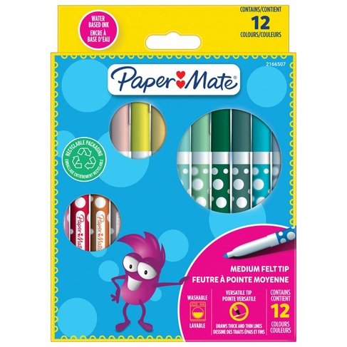 Paper Mate Children's Colouring Felt Tip Pens 12-Blister 2166507
